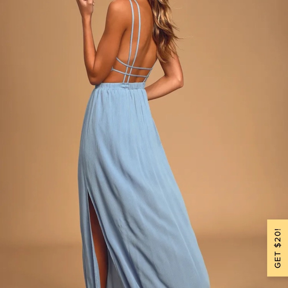 Lulu’s Lost In Paradise Slate Blue Maxi Dress